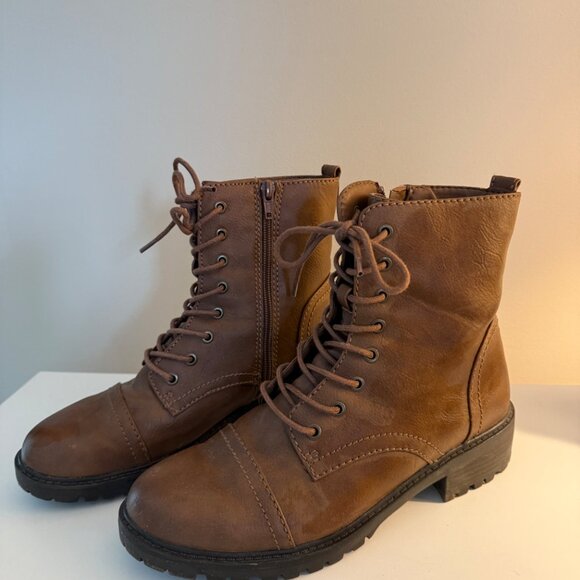 Universal Thread Dark Cognac Brown Combat Boots - Picture 2 of 8